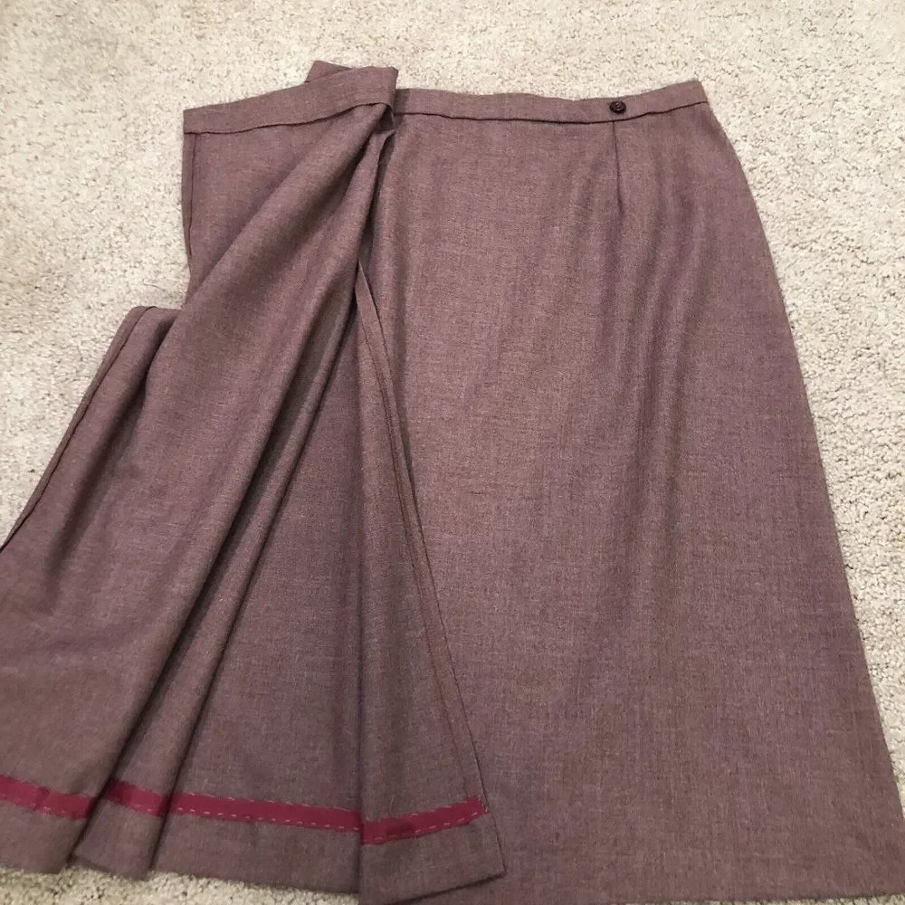 Vtg 60’s Peach Pie Sportswear Pink Wool Wrap Skirt Midi M Dusty Rose Mauve Med
